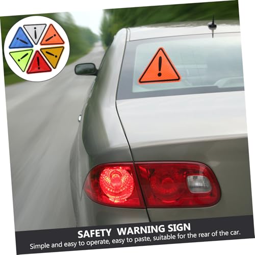 Zerodeko Reflective Car Stickers Triangle Safety Warning Decals Outdoor Sturdy Reflective Labels for Vehicle Hazard Alert