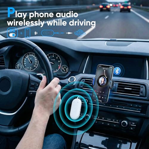 Airplane Bluetooth Adapter for Headphone Earphone, Bluetooth Audio Transmitter for TV, Transmitter Receiver 2 in 1 Dongle Work wih 3.5mm AUX Jacks for Speaker, Car, Gym