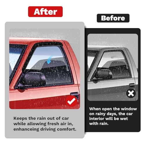 Canvcle Window Visors Rain Guards for 1994-2004 Chevrolet S10/GMC Sonoma Accessories, Outside-Mount Tape-On Side Window Wind Deflectors Vent Visors Shades Rainproof Black 2PCS - size: Chevrolet S10 1994-2004