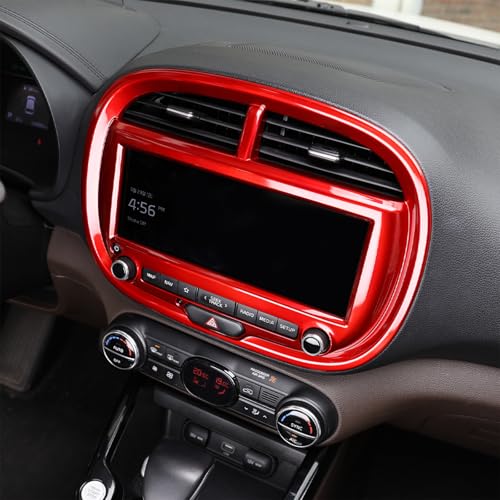 Premium Compatible with Kia Soul 2020-2025 Accessories, Dashboard Navigation Trim Cover - Scratch Protection, Dashboard Cover, Easy Snap Installation Upgrade (Red) - color: Red