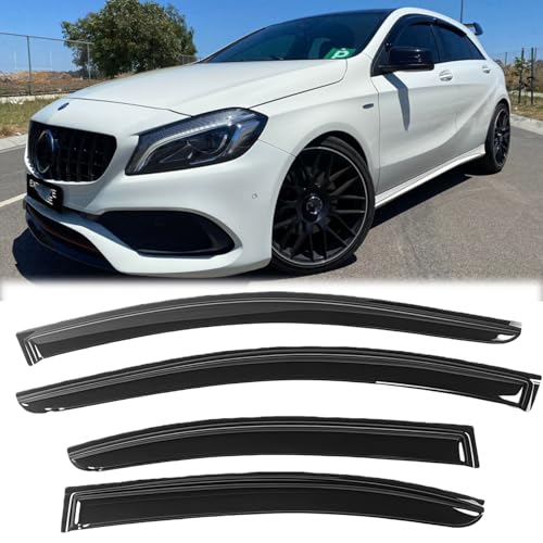 Rainproof Side Window Wind Deflectors for Benz A-Class W177 2019-2022 | Tape-on Sun Rain Guards, Stylish Car Window Visors & Vent Deflectors Installation Tape Included MB57 - size: A-CLASS W177 2019-2022