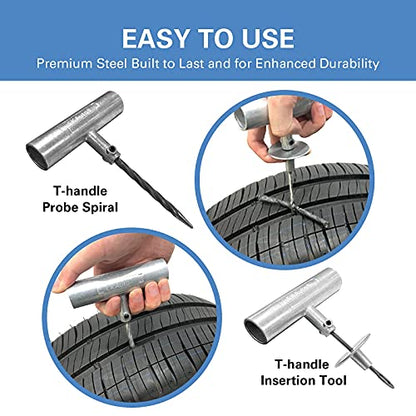 CKAuto Universal Tire Repair Kit, Heavy Duty Car Emergency Tool Kit for Flat Tire Puncture Repair, 36 Pcs Value Pack, Tire Plug Kit fit for Autos, Cars, Motorcycles, Trucks, RVs, etc. - size: 36 pcs
