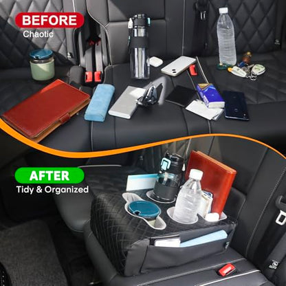 Back Seat Cup Holder for Car, Truck Bed Organizer, Car Truck Boat Organizer, Couch Cup Holder Expander Tray Holds Fit for Coffee Drink Food Snacks Remote with Side Pockets - style: Extended Style