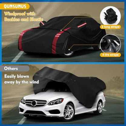 QUNSUNUS 6 Layer Car Cover for Mercedes Benz E-Class Sedan 2006-2025 Waterproof All Weather 420D Windproof for Mercedes Benz E 350 Car Cover Hail Protection with Zipper - color: for Benz E-Class Car Cover
