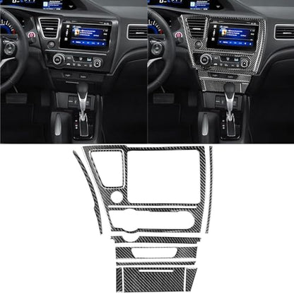 Car Center Console Multimedia Navigation Screen AC Control Seat Heated Panel Sticker Real Carbon Fiber Interior Trim Accessories Compatible with Honda Civic 9 Coupe/Sedan 2013-2015 Black A - Kit - color: Center Console Multimedia Navigation Screen Ac Vent