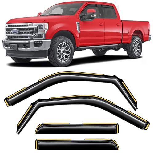in-Channel Window Rain Guards Fit for Ford F150 2015-2020 SuperCrew&Ford F250-F550 2017-2025 Extra Durable Window Deflectors Visor Window Vent Visors Vent Shades Exterior Truck Accessories - size: 2015-2020 F150 SuperCrew&2017-2025 F250-F550