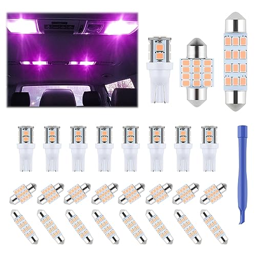 iFunyLED 24 Pieces Dome Light LED Car Interior Bulb Kit Set 194 T10 DE3175 578 31mm 42mm Bulbs Interior Replacement Lights for Car Map License Plate Door Side Marker Cornering Trunk Light - Purple - color: Purple