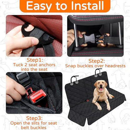 Dog Car Seat Cover, Back Seat Protector for Dogs, Waterproof Truck Bench Cover with Non-Slip Design for Most Cars, Trucks, and SUVs (Black) - color: Black