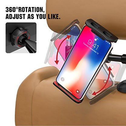 MoKo Headrest Phone/Tablet Car Mount, Adjustable Tablet Holder for 4-12.9" Devices, Fit with iPhone 16/Pro/Pro Max/Plus, iPhone 15/Pro/Plus/Pro Max, iPhone 14 Pro Max/14, iPad Air 4/Mini 6,Red - color: Red