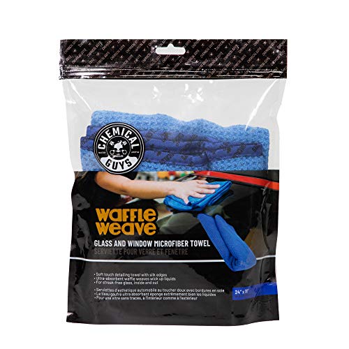 Chemical Guys Waffle Weave Glass and Microfiber Towel Blue 24"x 16" (Pack of 2) - color: Blue, size: 24"x 16" (Pack of 2)