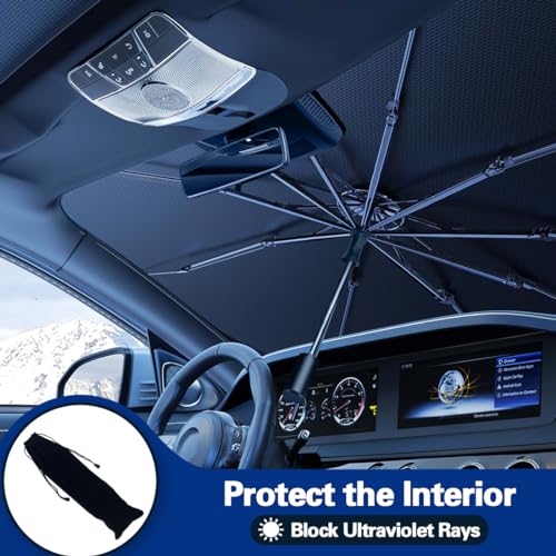 2026 Windshield Sun Shade Umbrella, Foldable Car Umbrella Sunshade with UV Block Car Front Window (Heat Insulation Protection) for Auto Windshield Covers Blackout Trucks Cars (Large) - size: Large