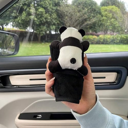Loizziuy Panda Gear Shift Cartoon Cute Car Handbrake Panda Gear Shift & Steering Wheel Cover Accessories Car Accessories (Panda)
