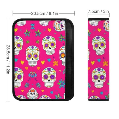 Men's Comfortable Cushion Pad Car Shoulder Strap, Day Dead Mexican Sugar Skull Harness Pad Car Belt Covers - color: Color855