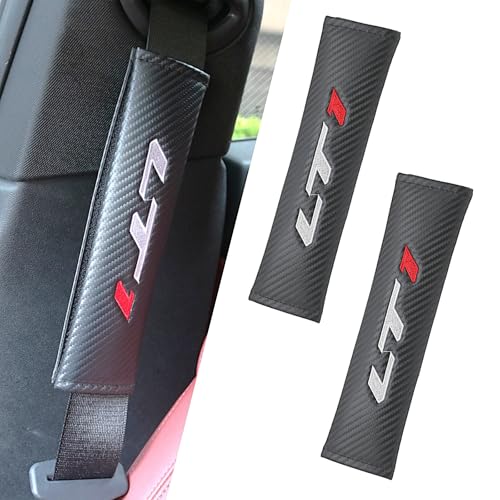 KAELTHAS 2 PCS Car Seat Belt Cover Pad Compatible with Camaro Corvette LT1 Theme Carbon Fiber Look Car Seat Strap Pads Cushions Comfortable Driving Interior Accessories