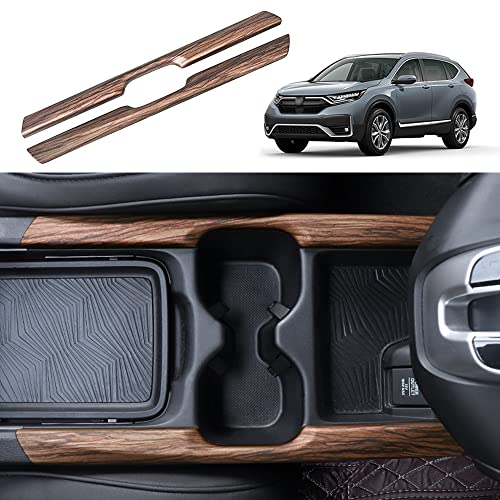 for CRV 2017-2020 ABS Peach Wood Grain Center Consoles Cup Holder Panel Cover Trim Interior Decoration Mouldings Accessories for Honda CR-V CRV 2017 2018 2019 2020 2PCS - color: Center Consoles Cup Holder Panel 1