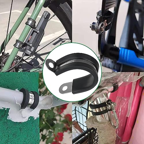 OURU 125PCS Cable Clamp,12 Sizes Stainless Steel Rubber Coated Cushioned Insulated Cable Clamps Assortment Kit-Metal Wire Clamps,Cable Clips,Pipe Clamps - size: 125 PCS - 12 Sizes