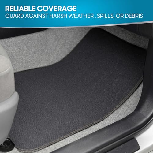 Premium 4 Piece Set of Carpet Car Floor Mats with Vinyl Safety Heel Pad for Car, Truck, SUV, Coupe Sedan, Black (MT-100-BK) Pack of 1 - color: Charcoal