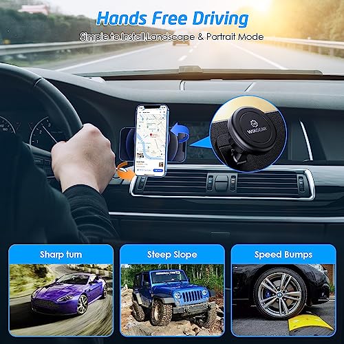 WixGear Magnetic Car Mount [2-Pack] - Universal Stick-On Dashboard Magnetic Phone Holder for Car, Strong Magnet Mount for Cell Phones & Mini Tablets with Swift-Snap Technology