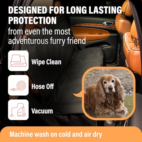 Active Pets XL Waterproof Hammock Large Car Seat Cover, Fits SUVs Trucks Big Sedans, Secure Convertible Travel Bed Protects Backseat Cargo from Dog Puppy Pet Water Food Drool Urine, Black - color: Black, size: XL