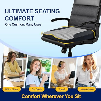 kingphenix Car Seat Cushion – Memory Foam Pad for Driving Comfort – Boosts Height and Relieves Coccyx & Lower Back Pain – Car, Truck, Office Chair (Leather Black & 4D Mesh Gray) - color: Leather Black & 4d Mesh Gray
