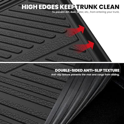 LASFIT Trunk Mat with Backrest Mat for Chevrolet Chevy Traverse 2024-2026 & GMC Acadia 2024-2026 & Buick Enclave 2025-2026, All Weather TPE Custom Fit Cargo Mat Trunk Liner with Backrest Mat, Black - size: Cargo Liner for Traverse/Acadia/Enclave 2024-2026