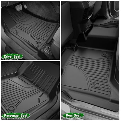 AOMSAZTO Floor Mats for 2022-2025 Toyota Tundra/Tundra Hybrid (Only CrewMax Cab) 5.5FT Truck Bed Mat - All Weather Protection Floor Liners & Bed Liner Set Accessories 2025 2024 2023 2022 - style: 2022-2025 | For Toyota Tundra 1st & 2and Row & Truck