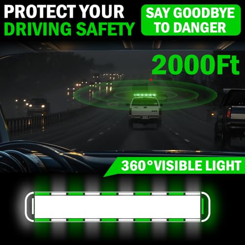 ASPL 46 inch 220 LED Rooftop Low Profile Strobe Light Bar Emergency Warning Beacon Car Hazard Flashing Construction Roof Lights Bars for Trucks Tow Automotive Construction Vehicle (Green/White - color: Green/White