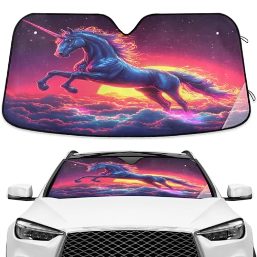 Unicorn Pink Stripes Windshield Sunshade Car Sun Shade Front Window Shade for Truck SUV Blocks UV Rays Sun Reflector Visor Protector Accordion Folding - color: Multi108