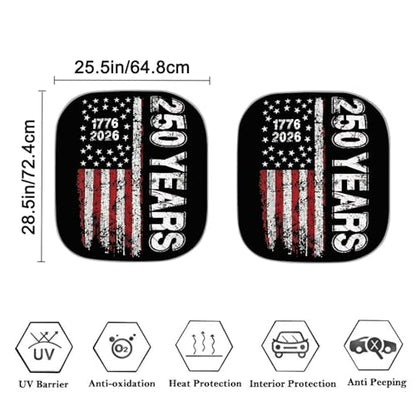 AFPANQZ 1776-2026 Years Print 2 PCS Car Windshield Sun Shade, Universal Vehicle Interior Accessories - Auto Sun Heat and UV Rays Blocker, Foldable Automotive Front Window Sunshade Protector - color: 1776-2026 Years