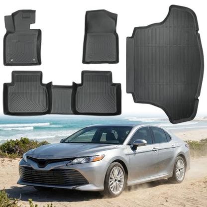 TPE Floor Mats for Toyota Camry Gasoline 2018-2023, All-Weather Waterproof & Non-Slip Car Liners, Durable Heavy-Duty Protection, Easy to Clean Full Set Automobile Mats Accessories - size: 2018-2023 Toyota Camry Gasoline