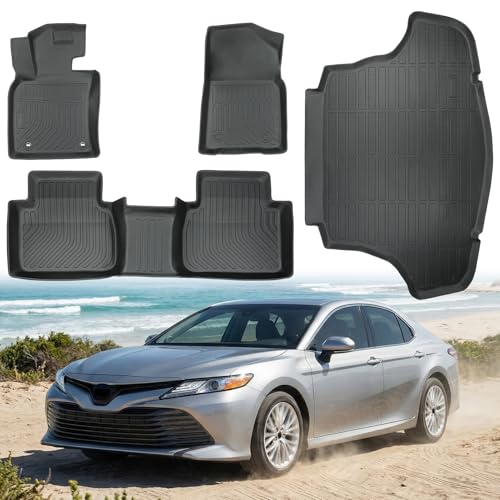 TPE Floor Mats for Toyota Camry Gasoline 2018-2023, All-Weather Waterproof & Non-Slip Car Liners, Durable Heavy-Duty Protection, Easy to Clean Full Set Automobile Mats Accessories - size: 2018-2023 Toyota Camry Gasoline