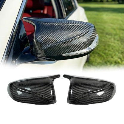 Real Carbon Fiber Side Mirror Covers Compatible with Infiniti Q50 Q50S (2014-2024), Q60 (2017-2022), Q70 (2014-2019) - Horn Style Replacement Housing Caps (Twill Carbon Fiber) - style: Twill Carbon Fiber