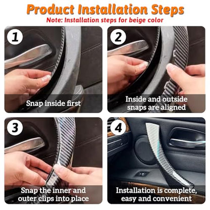6PCS/Set Interior Inner Inside Door Pull Sticky Handle Cover for BMW 3 Series E90/E91/E92/E93 320 325 328 335 330 M3 (2004-2011) Left and Right Passenger Side (Beige) - color: Beige