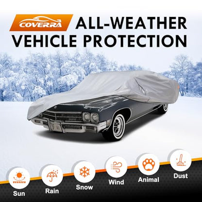 6 Layer Heavy Duty Car Cover Custom Fit for Cadillac Deville 1959-1970 & 1977-1984, Buick Electra 1959-1970 & 1977-1984, Waterproof All Weather Car Tarp Outdoor Protection with Cotton Lining - size: Cadillac Deville,Buick Electra