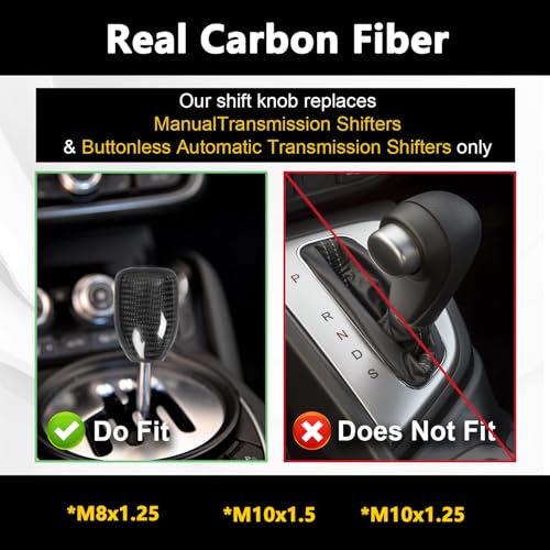 muge racing Universal Carbon Fiber Shift Knob Automatic/Manual Gear Shift Knob for Most Vehicles with 3 Adapters - style: Carbon Fiber-Short