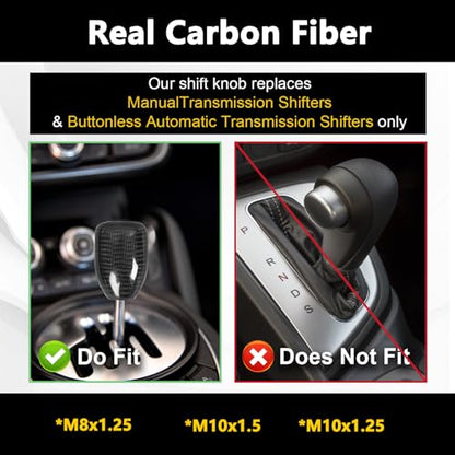 muge racing Universal Carbon Fiber Shift Knob Automatic/Manual Gear Shift Knob for Most Vehicles with 3 Adapters - style: Carbon Fiber-Short