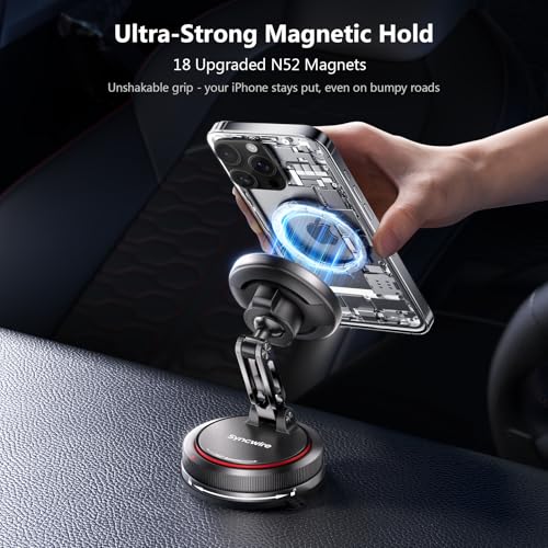 SYNCWIRE for MagSafe Car Mount [2-Axis Design] Nano Adhesive Gel + Suction Cup Magnetic Phone Holder for Dashboard & Windshield, 360° Adjustable for iPhone 17 16 15 14 13 12 11, Samsung, Carbon Fiber - style: 2-Axis | Carbon Fiber