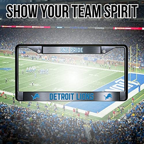 NFL Detroit Lions One Pride Black Chrome License Plate Frame - 2-Screw Mount - color: Lions