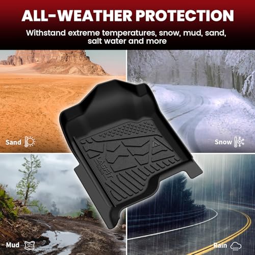 LASFIT Floor Mats 2007-2013 for Chevy Silverado/GMC Sierra 1500, 2007-2014 2500 HD 3500 HD, Gasoline only, Crew Cab, 1st Row Bucket Seat, All Weather TPE Custom Fit Car Floor Mats (2007 Only New Body) - size: Mats for 1500/2500HD/3500HD Crew Cab 2007-2013
