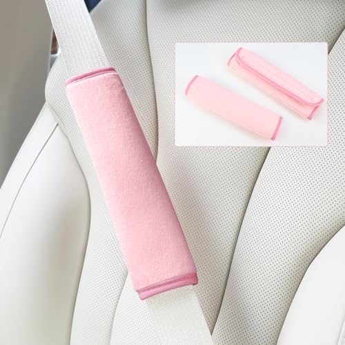 yuntop 2 PCS Car Seat Belt Pads Cover Soft Seat Belt Shoulder Pad Safety Belt Strap Shoulder Pad Comfortable Driving Compatible with Most Cars Helps Protect You Neck and Shoulder (Pink) - color: Pink