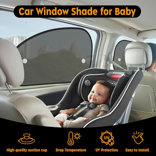2026 New Upgrade Car Window Shades for Side Window 25"X15"(2 Pack),Car Window Shade for Baby Suction Cup,Sun Shade Side Window Can Blocks 99.98% UVR