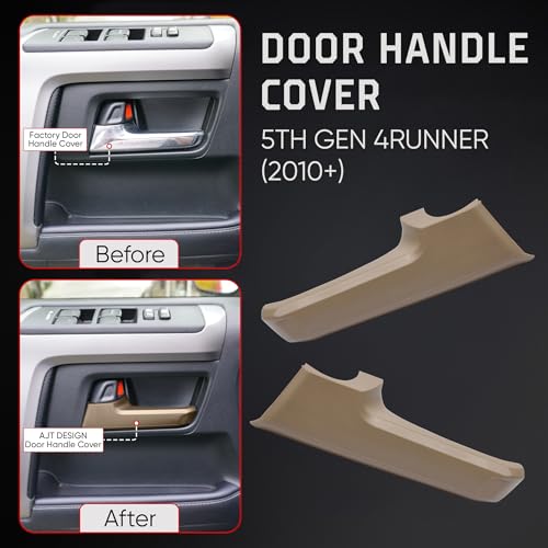 AJT DESIGN Door Handle Covers Compatible with Toyota 4Runner 2010+ (5th Gen) | 5th gen 4runner Chrome Delete | ABS Plastic Front & Back Interior Car Door Handle Cover| Made in USA | Quicksand - color: Quicksand