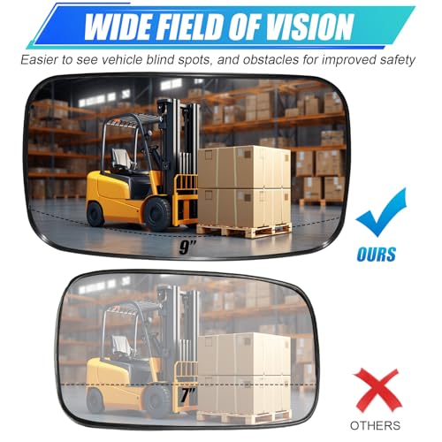 Universal Forklift Mirror - 8.2x4.8" Square HD Wide-Angle Convex Mirror - 1 Pair
