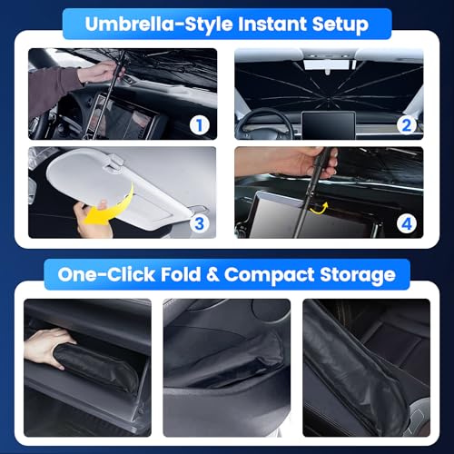 Windshield Sun Shade Umbrella for Dodge RAM 1500 2019-2025 2026,Heat Blocking Keep Car Cool,UV Protection Windshield Sunshade, Emergency Rain Shield&Dashboard Protector-Thickened ICY Silver - size: For Dodge RAM 1500 2019-2026-ICY