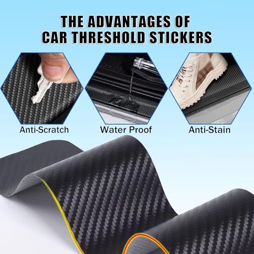 Car Door Sill Protector,Sill Protector Compatible with Toyota Highlander 4Pcs Door Entry Guard Scuff Sill Protector Plate- Carbon Fiber Anti-Scratch Sticker - size: Compatible with Highlander