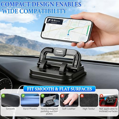 Car Phone Holder 360 Degree Rotation, Suitable for car Navigation in-car Dashboard, Ultra-Strong Suction Cup Phone Mount, Horizontal and Vertical Screen Adjustment Angle (Black) - color: Black