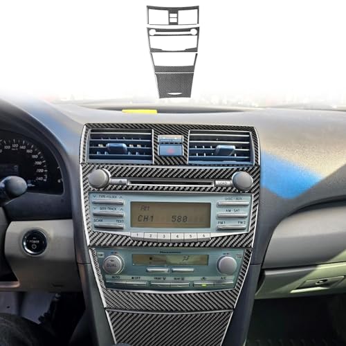 4Pcs Carbon Fiber Central Control Air Outlet A/C Air Conditioning Radio Screen Storage Box Panel Cover Tirm Compatible with Toyota Camry 2007 2008 2009 2010 2011 Accessories (Type A) - color: Black 38