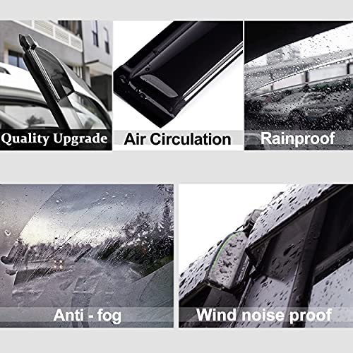 Side Window Wind Vent Deflector Dark Smoke Window Visor fit for 2013-2019 Ford Escape,4pcs Outside Mount Style Tap-On Nice Sun Rain Guards Set 94383 - size: 2013-2019 Ford Escape(Dark Smoke)
