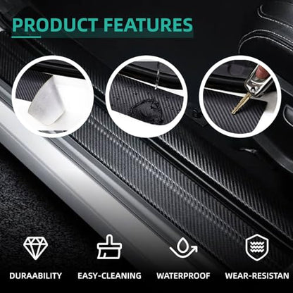 Car Door Sill Protector Compatible with Honda CRV SUV 2024-2017 Custom Fit LX EX EX-L Upgraded- Custom Fit Anti-Scratch Carbon Fiber Threshold Protection Sticker, Trunk & Door Entry Edge Guard (9pcs)