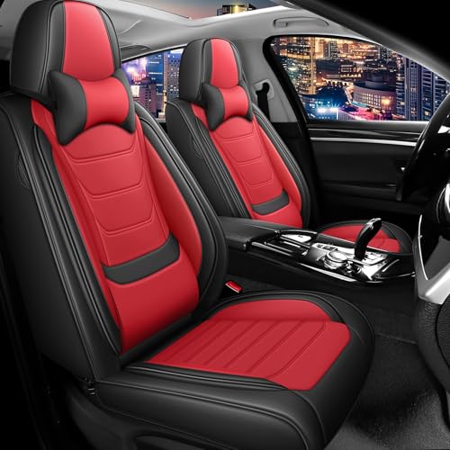 Car Seat Cover Full Set for BMW X3 Seat Covers 2004-2025, Nappa Leather Waterproof Seat Covers for Cars, Airbag Compatible, Universal Automotive Seat Covers (Luxury 2 Seats/Black Red) - color: Black&Red, size: 2 Seats Luxury